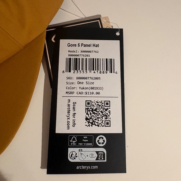 Arc’teryx Gore 5 Panel Cap GTX Gore-tex Orange Yukon Adjustable one size NEW - Picture 5 of 6